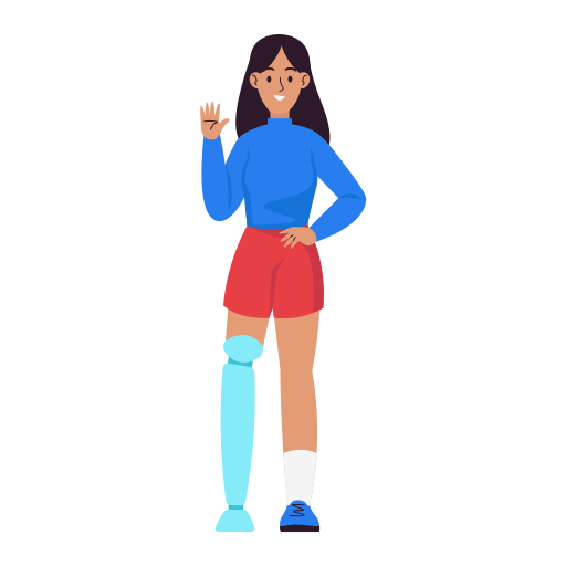 Incapacité. exemple : Une personne ayant une prothèse de jambe